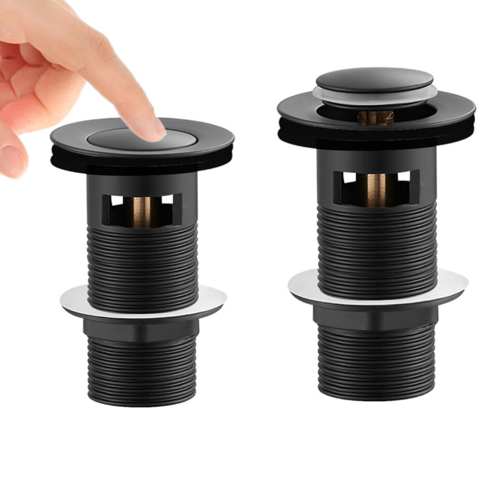 Sink Drain Plug Pop Up 66mm Bathroom Sink Push Button Matte Black Replacement Filter For Kitchen Bathroom Sinks Bathtubs