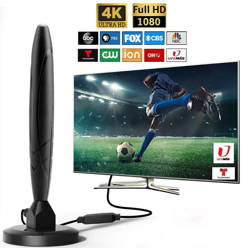 Antena de TV Digital HD para interiores, amplificador de señal de largo alcance de 350 millas, amplificador 4K 1080P, vista libre ATSC/DVB-T/ISDB