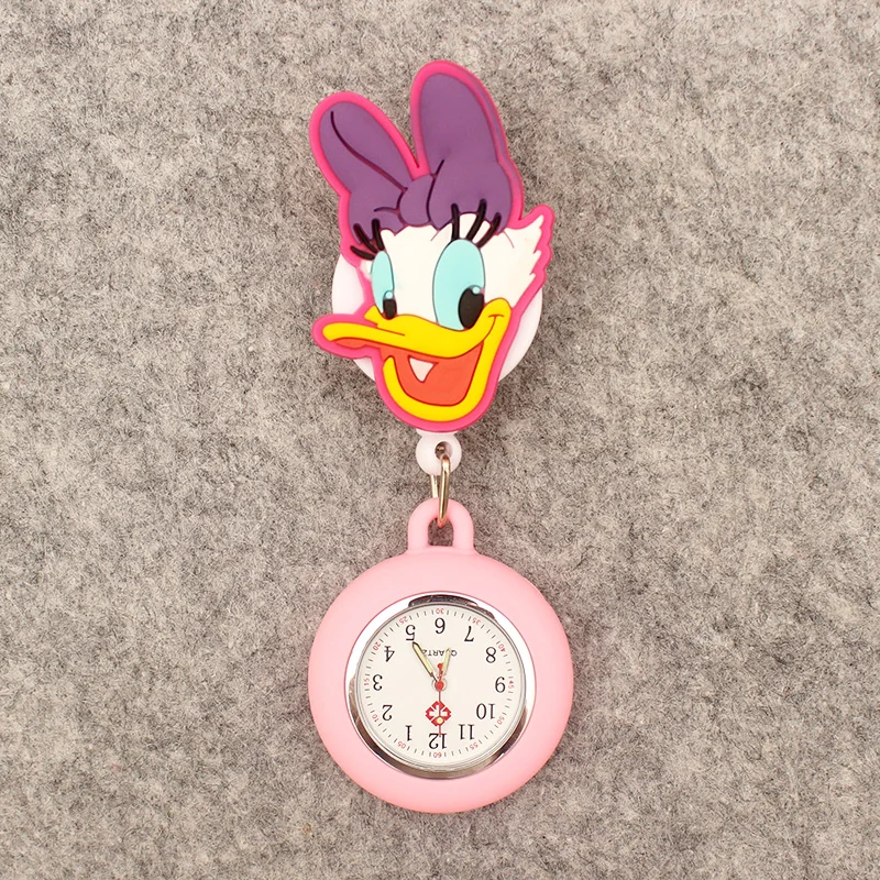 Orologio da tasca con mouse blu di grandi dimensioni stile dottore infermiera cartone animato retrattile e con clip per uomini e donne