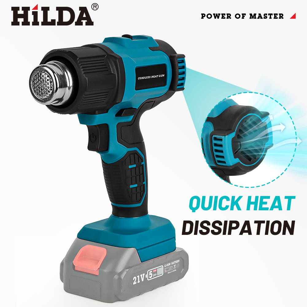 HILDA 21V Pistola ad aria calda portatile Temperatura ricaricabile senza fili per pistola termica elettrica a batteria Makita con ugelli