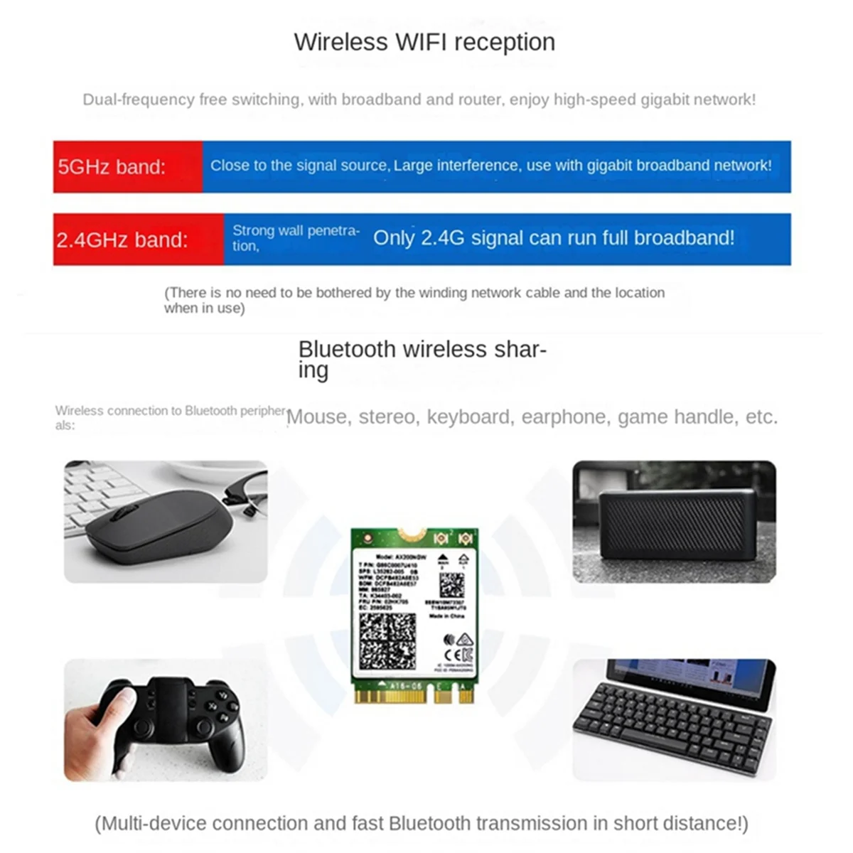 BABQ 2PCS 8260 8260NGW Scheda WiFi + Antenna 2.4G/5Ghz 867M Bluetooth 4.2 NGFF M.2 Modulo scheda WiFi wireless per Intel AC 8260