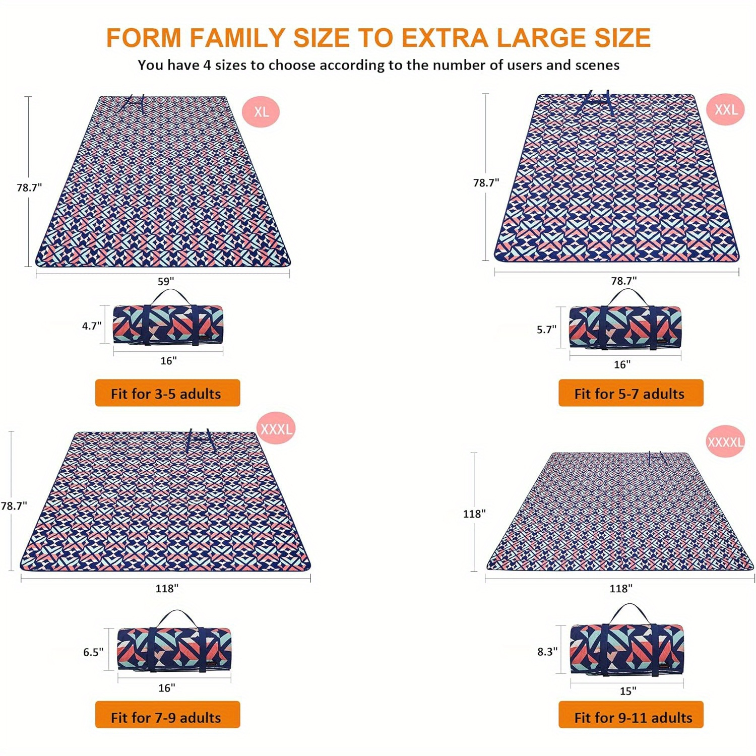 Selimut Piknik Luar Ruangan, Selimut Pantai Tahan Air, Tikar Pantai Ringan, Tikar Piknik Portabel untuk Perjalanan Berkemah Mendaki