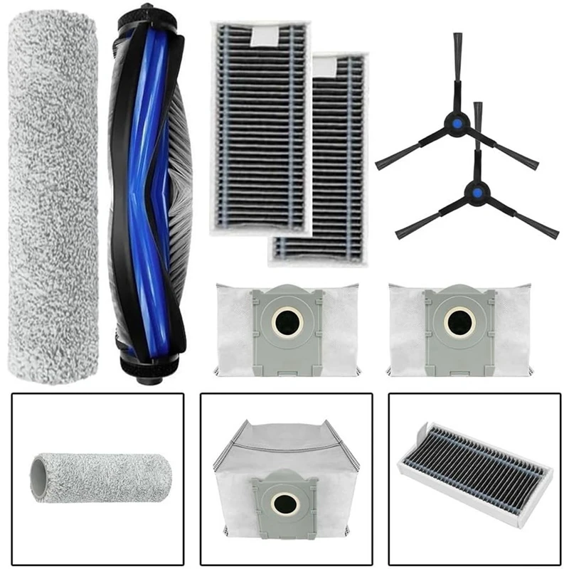 A86I-Suku Cadang Pengganti untuk Ecovacs X8 Pro untuk Pembersih Vakum Robot Omni Kantong Debu Filter HEPA Sikat Sisi Utama