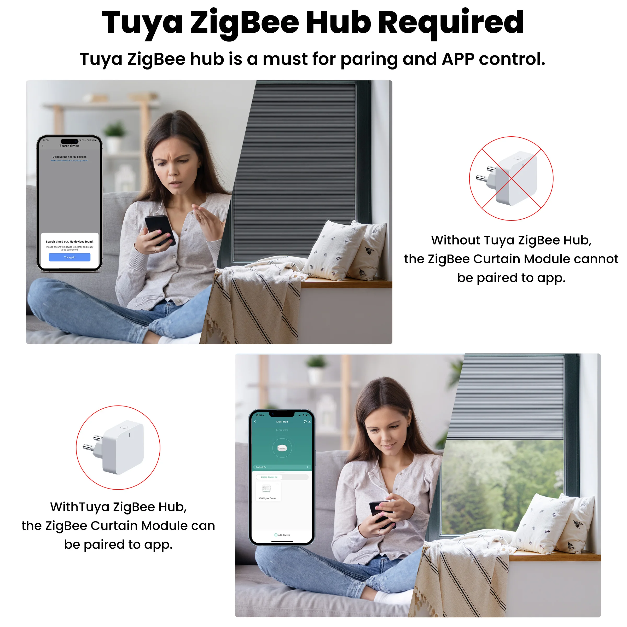 GIRIER Tuya WiFi RF433 Módulo de interruptor de cortina ZigBee Interruptor de cortina inteligente para persianas de persiana funciona com Alexa Ei Google