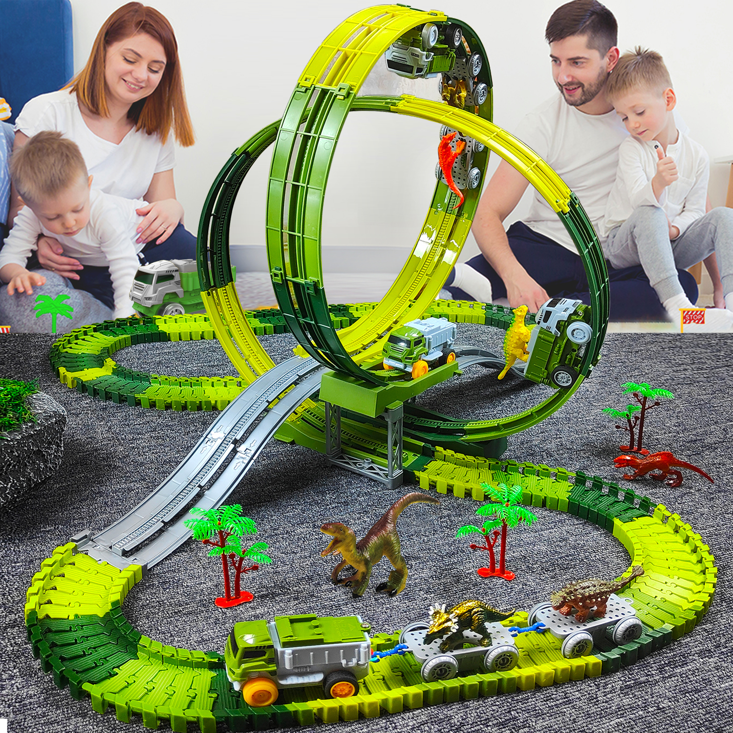 Crianças pista elétrica brinquedo carro dinossauro carro crianças brinquedos educativos pista trem brinquedos para crianças presente de aniversário