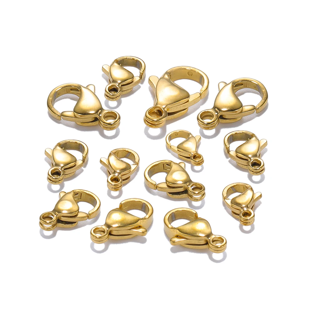 25 pçs 18k ouro aço inoxidável lagosta fechos ganchos para diy colar pulseira correntes moda jóias fazendo descobertas suprimentos