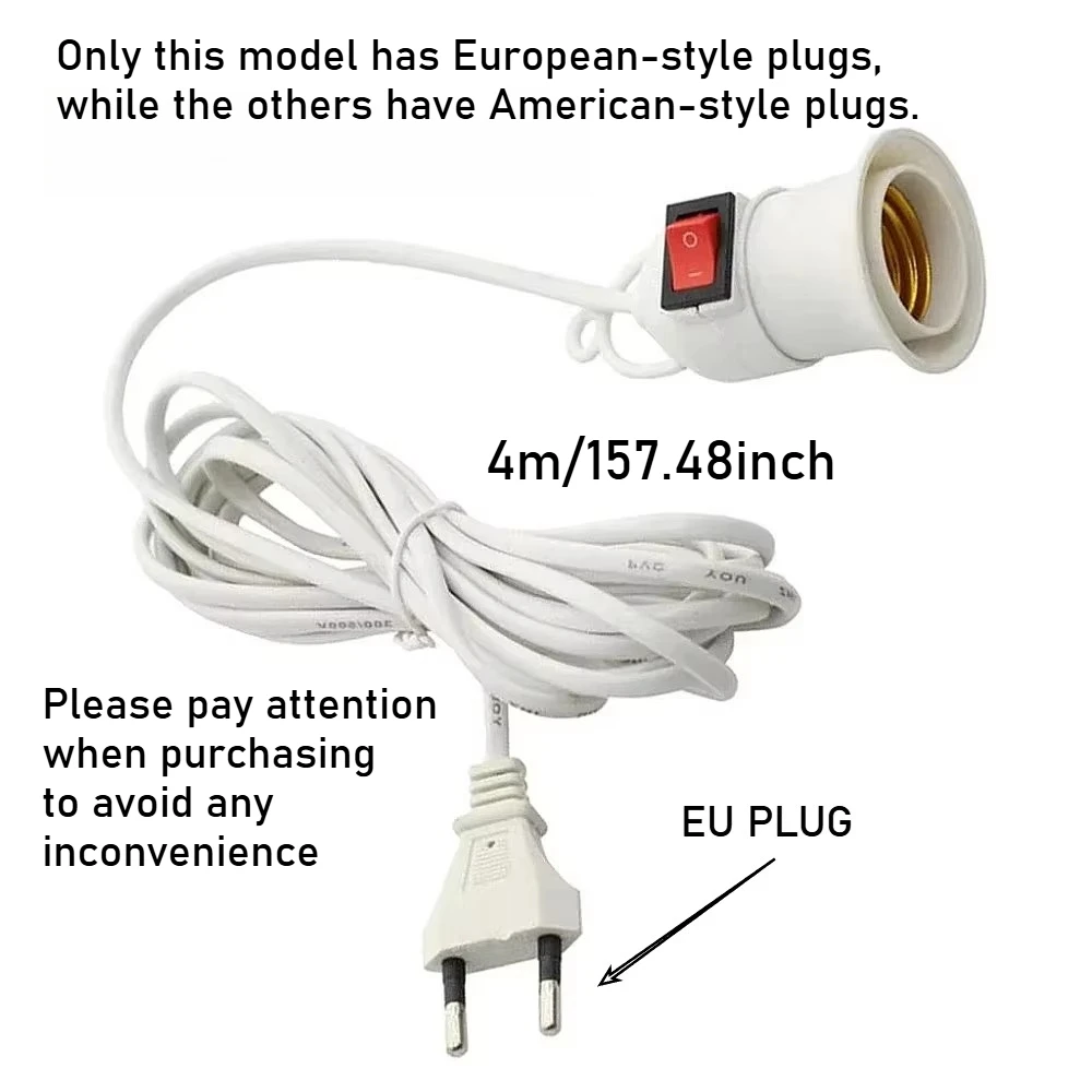 Portalámparas universal de 5/8/10m con interruptor, adaptador de casquillo de bombilla LED, portalámparas de tornillo E27, herramienta de accesorio, suspensión de enchufe doble
