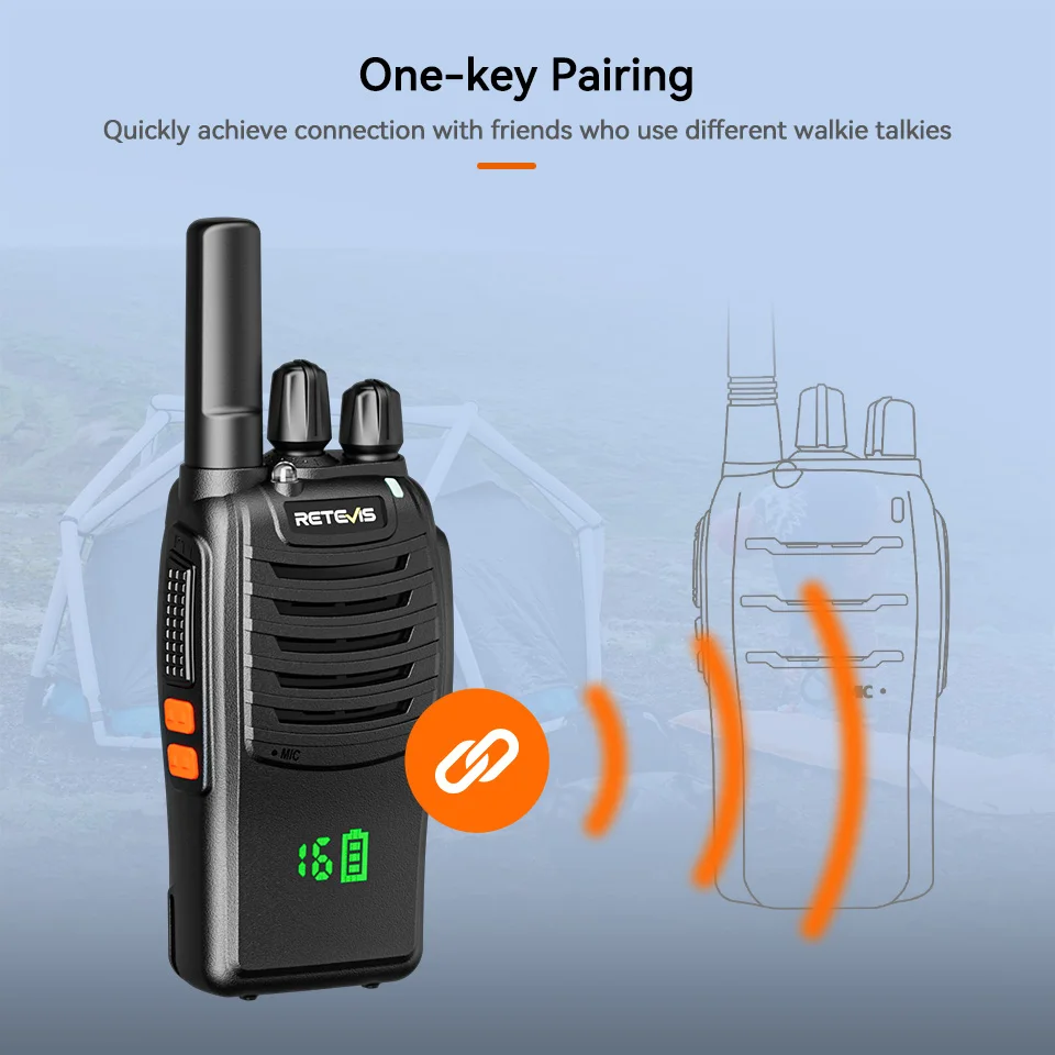 Retevis H777H Portable Two-Way Radio Hidden Display Walkie-Talkie PMR/FRS Communication for Camping 1/2 PCS Set
