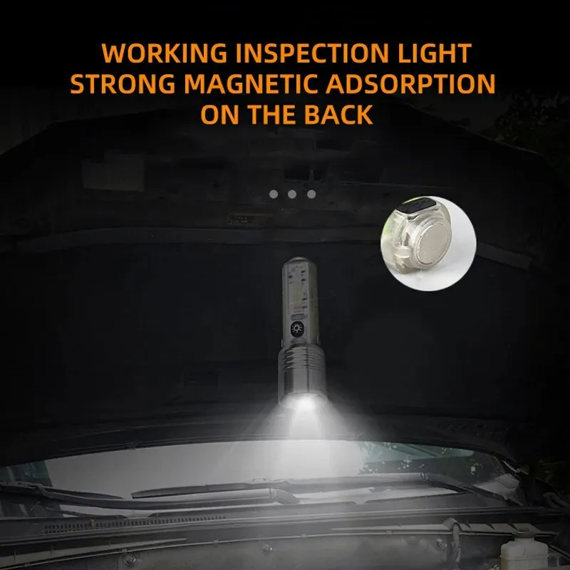Mini-sleutelhangerzaklamp Type C Snel opladen Multifunctioneel Intrekbaar Waterdicht Fluorescerend Magnetisch Waarschuwing Campingflitser