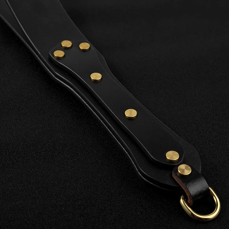 Length 42cm Real Cowhide Horse Whip Punk Rivet Reinforcement Handle Riding Crop Flogger Spanking Paddle