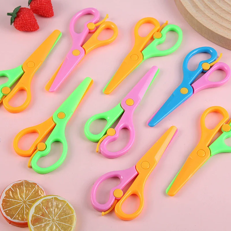 Plastic Scissors Double Color Splicing Handmade DIY Safe Scissors Office Art Supplies Student Specific Paper Cuttings Tools TMZ