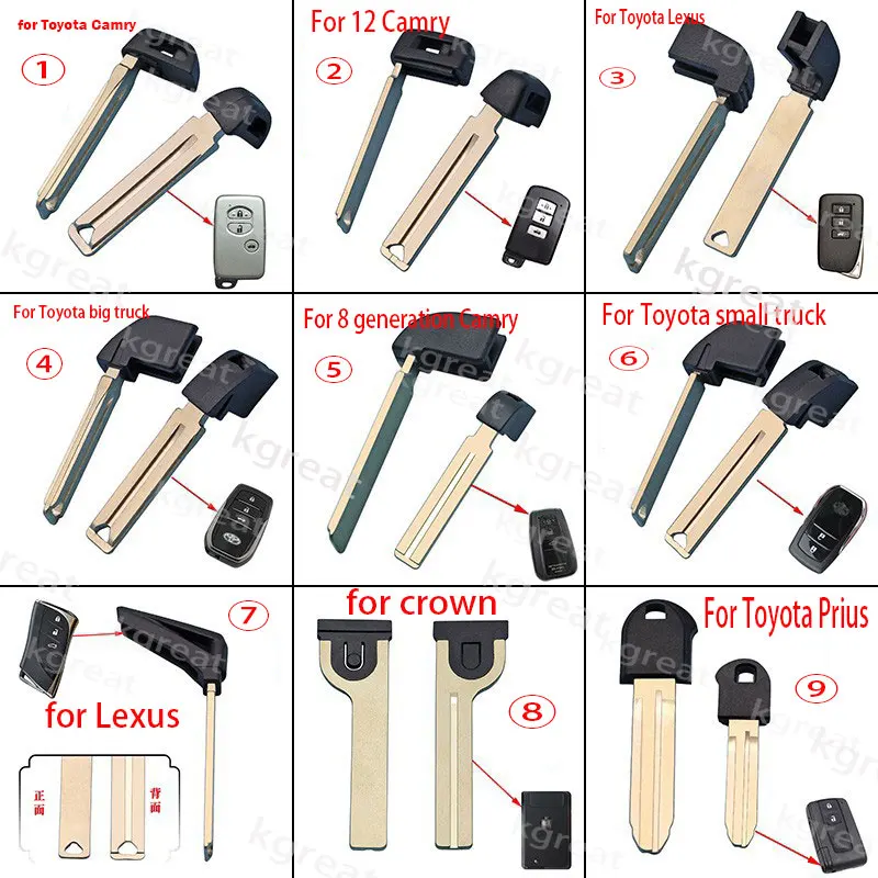 Llave de emergencia inteligente Prox, hoja de mando a distancia, un solo inserto, en blanco, para Toyota Camry, RAV4, Domineering, Lexus, Lexus, Cruiser, 10 unidades
