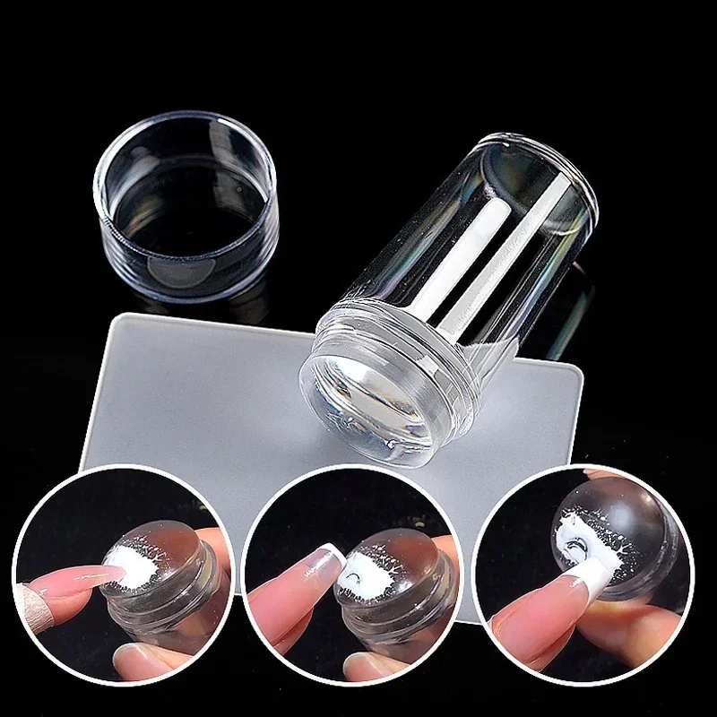 ซิลิโคนโปร่งใสเล็บซีลแต่งหน้า Stamping เล็บฝรั่งเศสแม่แบบ Easy เล็บฝรั่งเศสพร้อมเล็บแสตมป์ Scraper เครื่องมือ