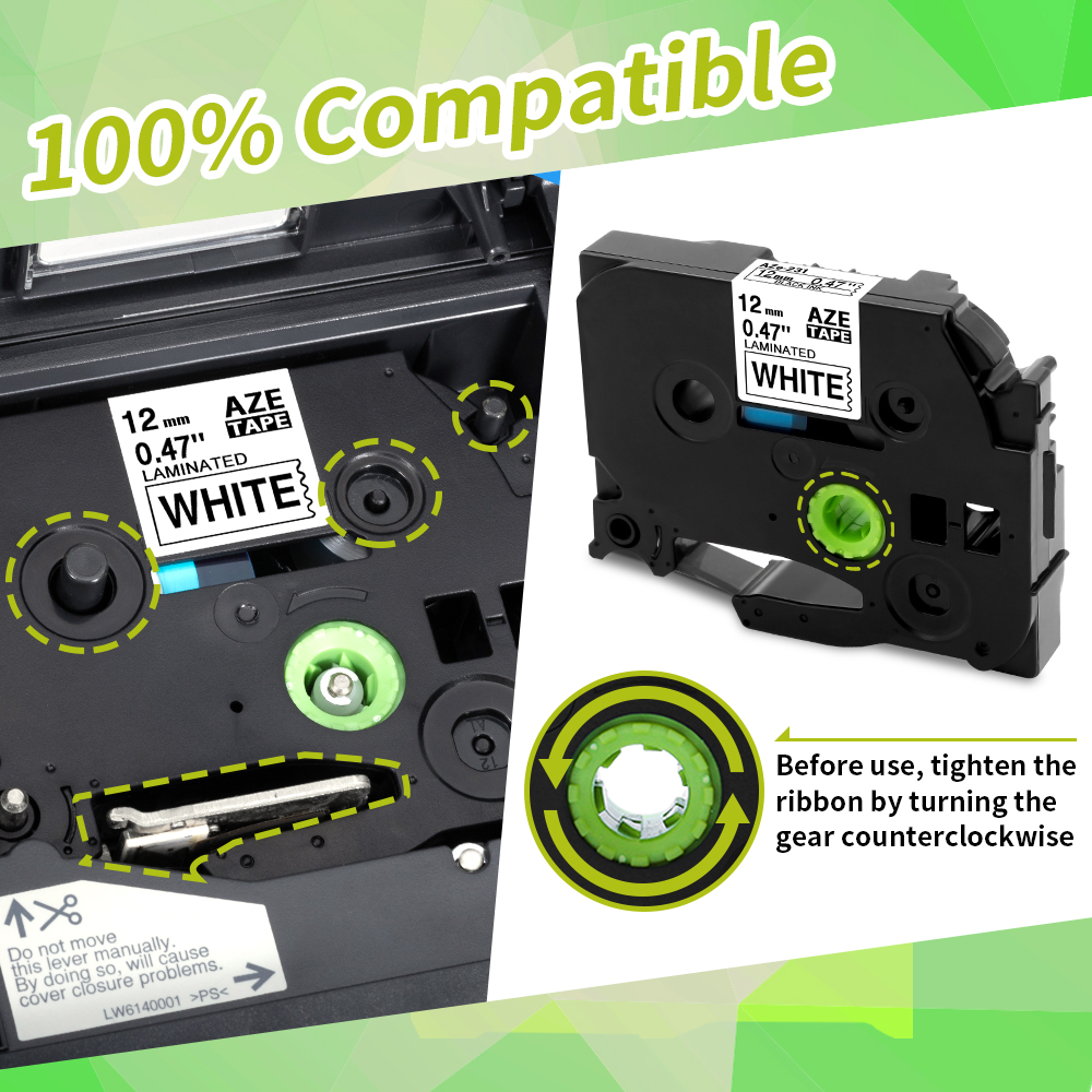 リボン 12 ミリメートル 231 631 ブラザーラベルテープ用 TZe ラベルテープ 231 黒地に白 PTouch PTH110 ラベルプリンタ用