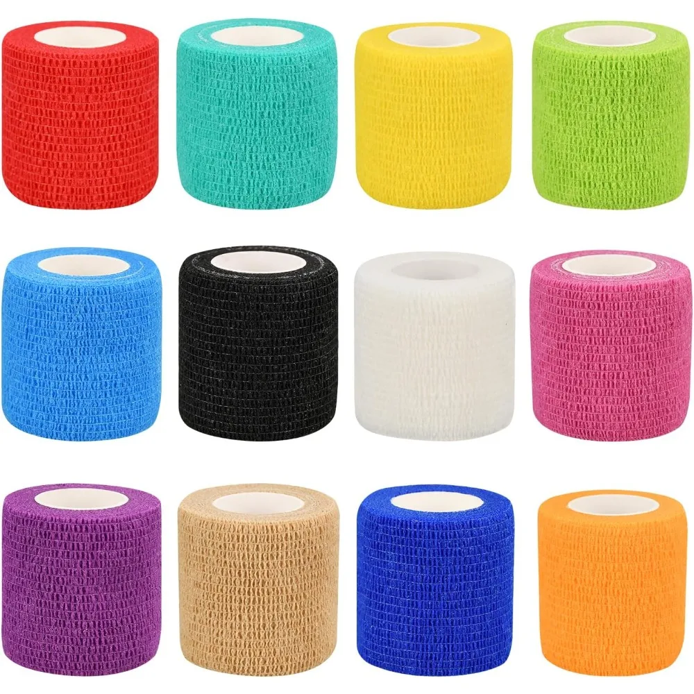 12/10 pçs colorido esporte auto adesivo elástico bandagem envoltório fita elastoplast para joelheira dedo tornozelo palma kit de ajuda pet ferramenta quente