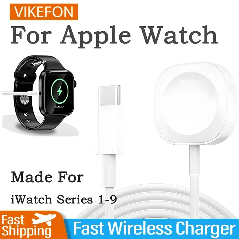 USB Type C Magnetic Wireless Charger for IWatch 9/8/7/6/5/SE USB C Portable Fast Charging Station for Apple Watch Series Ultra