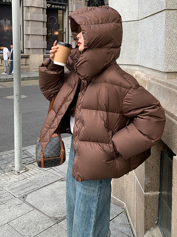 Fsmg moda sólida parkas downcotton-acolchoado casaco com capuz feminino recortado algodão puffer jaqueta de algodão grosso acolchoado casaco feminino