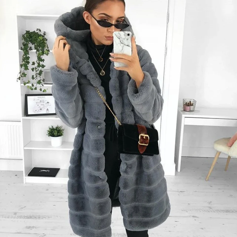 Manteau en fausse fourrure de vison pour femme, ample, transfrontalier, polyvalent, épais, à capuche, nouvelle collection automne hiver 2023