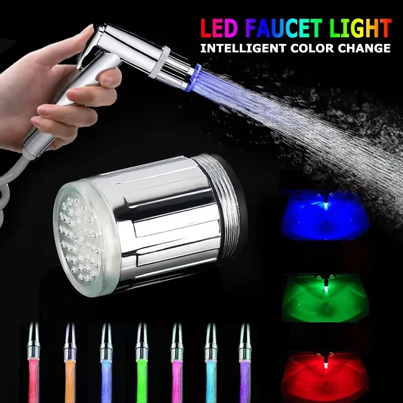 ก๊อกน้ํา LED สีสันสดใสเปลี่ยนสีหัวมังกรไม่มีแบตเตอรี่ก๊อกน้ําส่องสว่าง Universal Interface Faucet