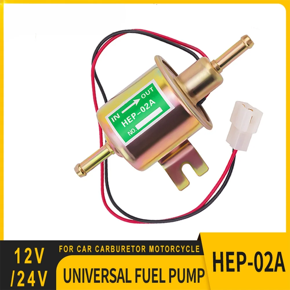 Bomba de combustível elétrica universal, 12v/24v, parafuso de baixa pressão, fio de fixação, gasolina diesel, HEP-02A para carro, carburador, motocicleta, atv