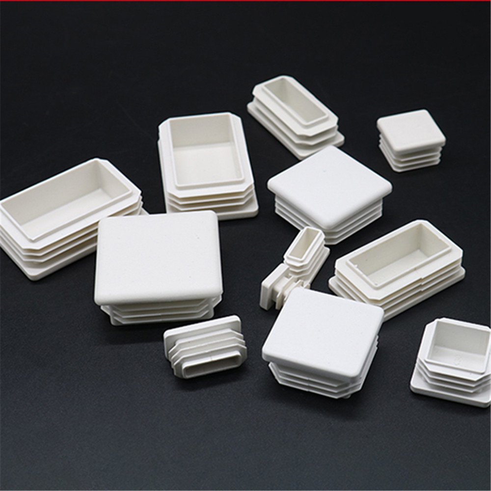 長方形/正方形白いプラスチックブランキングエンドキャップパイプインサートプラグ栓鋼脚ストップフェン 15 × 15 ミリメートルに 50 × 100 ミリメートル