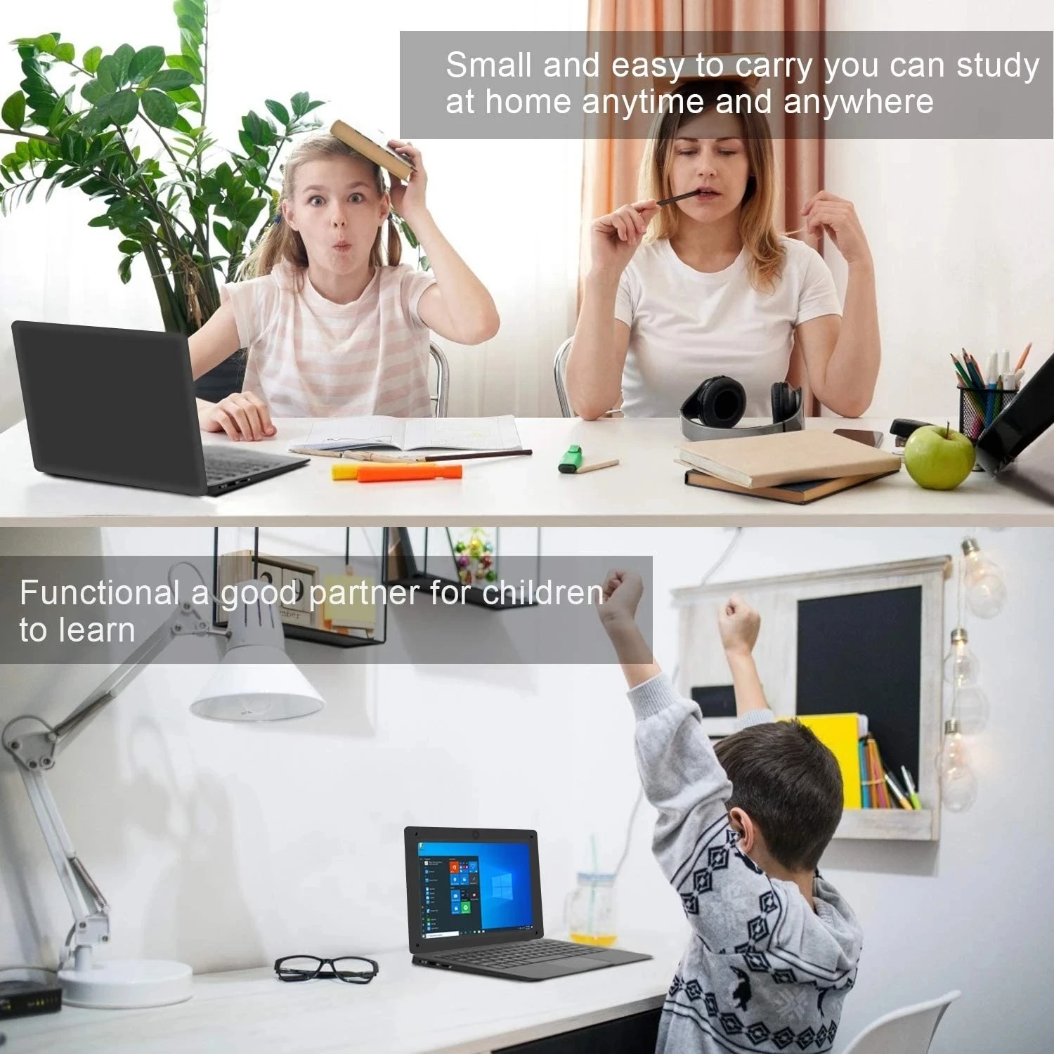 TOPOSH 10.1" Laptop Dual Core Windows 10 Notebook, 8GB RAM 64GB SSD Mini Netbook, Business Office Portable Ultra Thin Computer