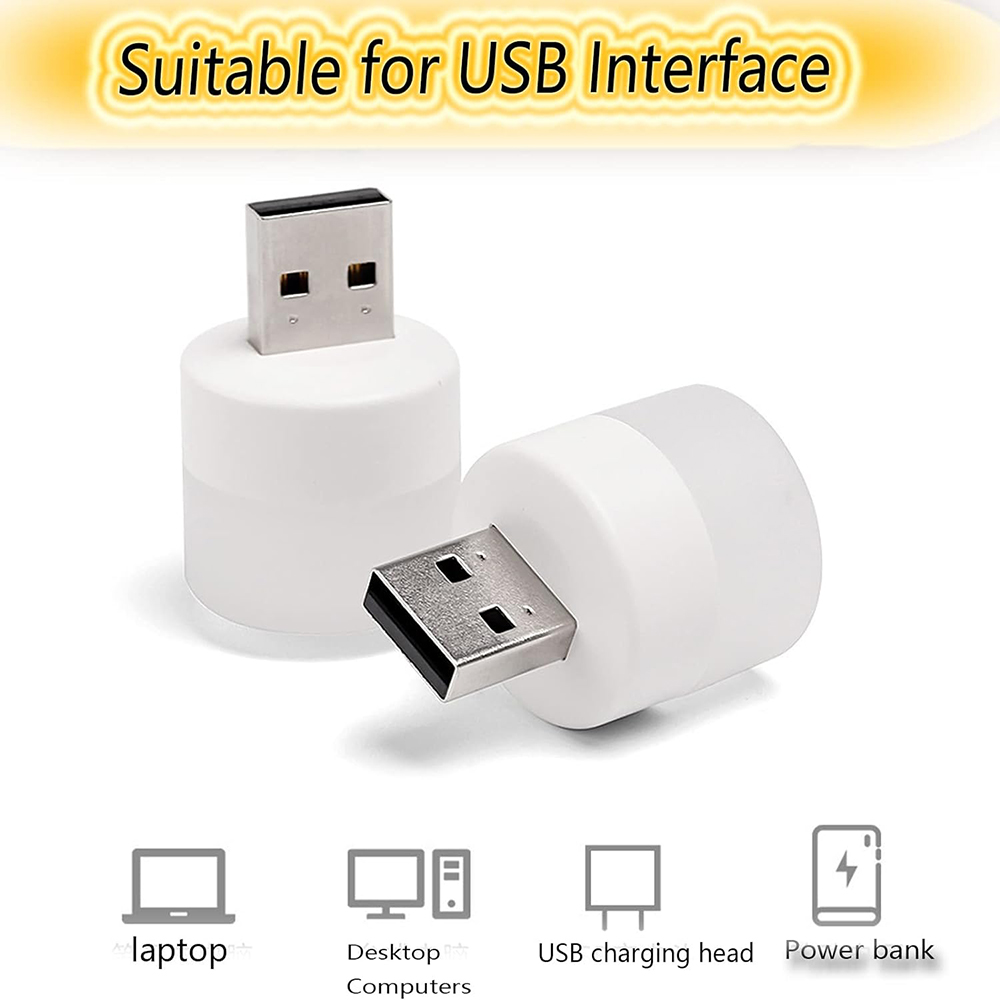 1/3/5/10Pcs USB Night Light Warm White LED Plug-In Light Bulb Portable Home Environment Light Energy-Saving Reading Night Light