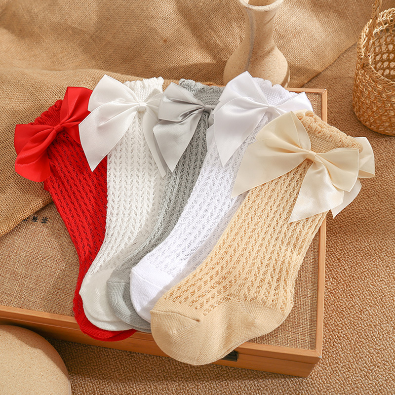 Zomer Babysokjes Peuter Leuke Grote Boog Kniekousen Moeder Kinderen Kinderen Jongen Meisjes Pasgeboren Vloer Katoenen Sokken Baby Accessorie