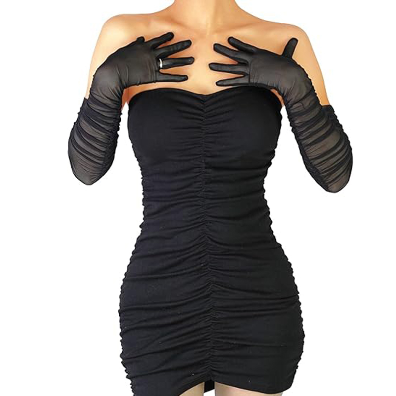 Dames sexy transparante handschoenen mesh tule extra lange handschoenen opera halloween kostuum feestdanshandschoenen