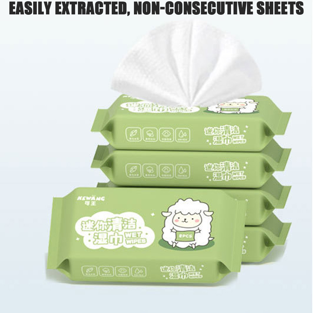 1tee 8 confezioni (64 pezzi) mini salviette, mini salviette per mani e bocca, salviette per la pulizia delle mani e della bocca per l'estrazione di piccole confezioni portatili