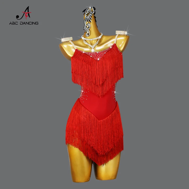 2025 neue Latin Dance Fringe Kleid Sexy Frauen Wettbewerb Prom Kostüm Ballsaal Praxis DanceWear Bodycon Mädchen Linie Rock bühne