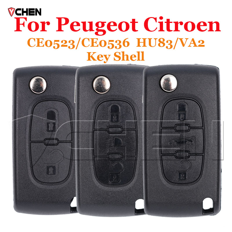 For Peugeot 207 307 308 407 607 807 Remote Key Case For Citroen C2 C3 C4 C5 C6 Flip Folding Car Key Shell 2/3/4 start Buttons
