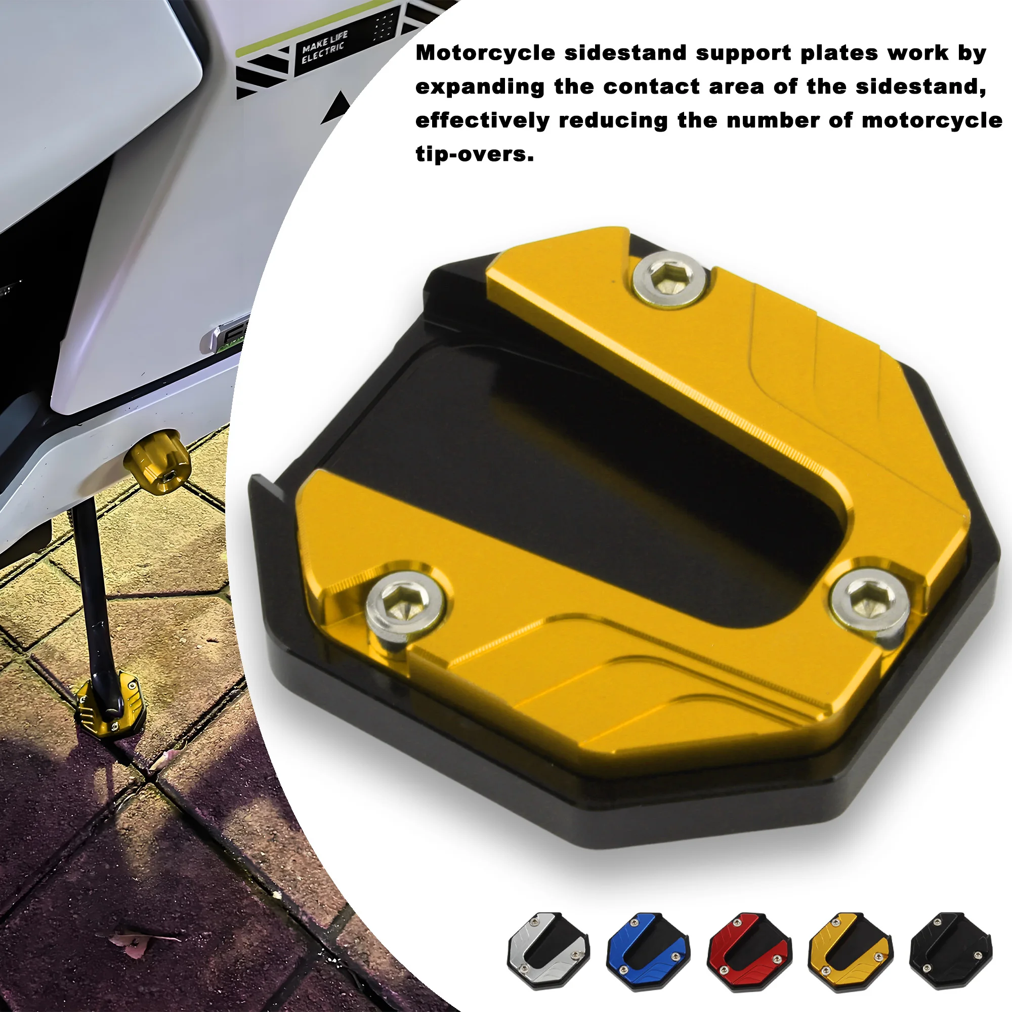 Accesorios para motocicleta, extensor de soporte para patinete y bicicleta, extensión de caballete lateral, placa de soporte, piezas modificadas universales
