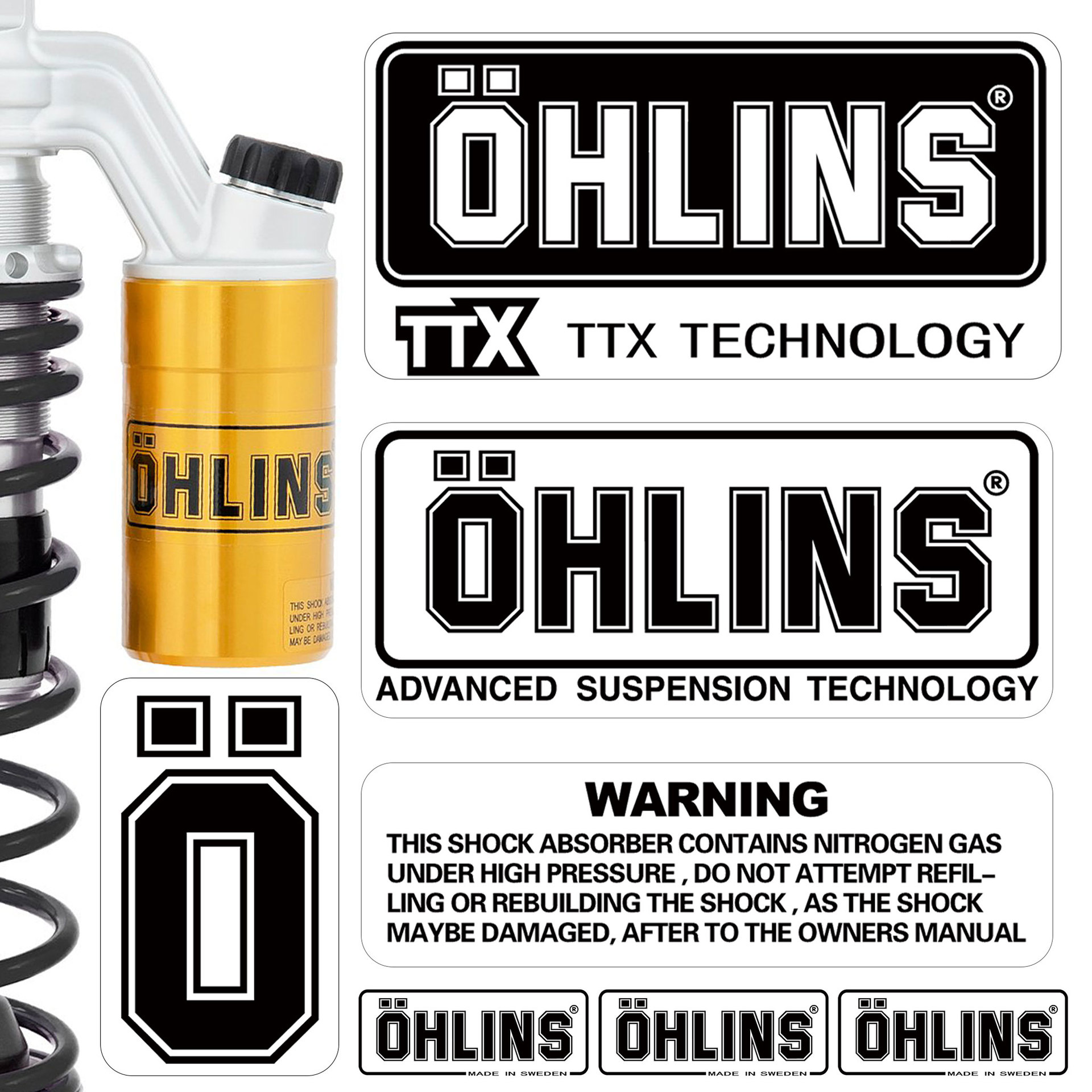 Shock Absorber Waterproof Ohlins Logo Sticker Motorcycle Shock Absorber Sunscreen Transparent Decorative Decal Universal Type