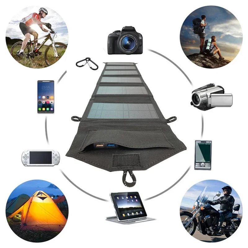 6-fach 800 W faltbares Solarpanel 20 W/h tragbares Solarpanel-Ladegerät USB 5 V DC Vollzeit-Solarpanel mobile Stromversorgung