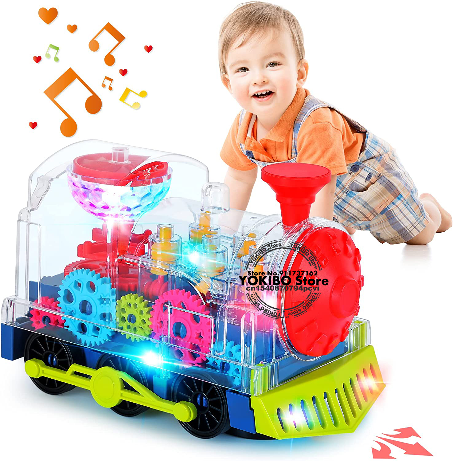 Brinquedo de trem elétrico para crianças, trem rastejante com som leve, música, brinquedos educativos para crianças, brinquedos para bebês