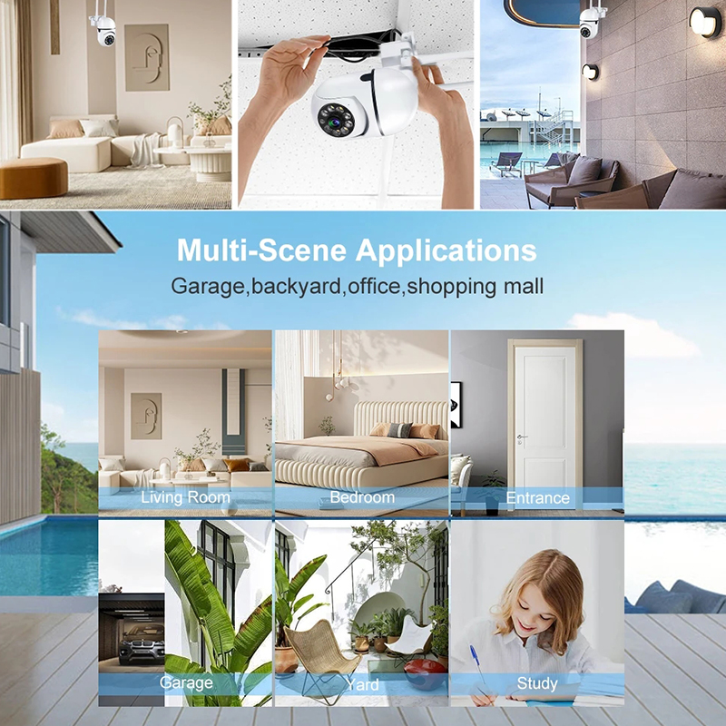 Câmera inteligente wi-fi, câmeras ip de vigilância por vídeo, monitor de proteção de segurança externa, zoom 4.0x, sem fio, à prova d'água
