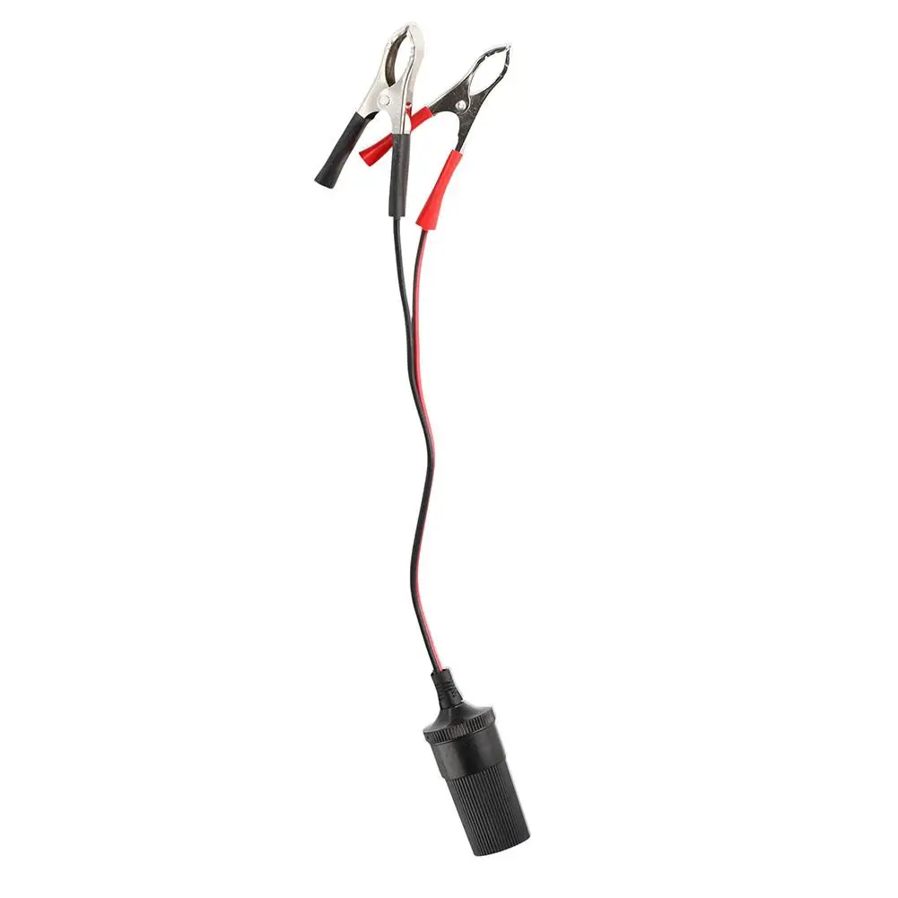 High-Power 12V 24V Car Cigarette Lighter Socket To Battery Alligator Crocodile Clip Connector Extension Cable Adapter Socket