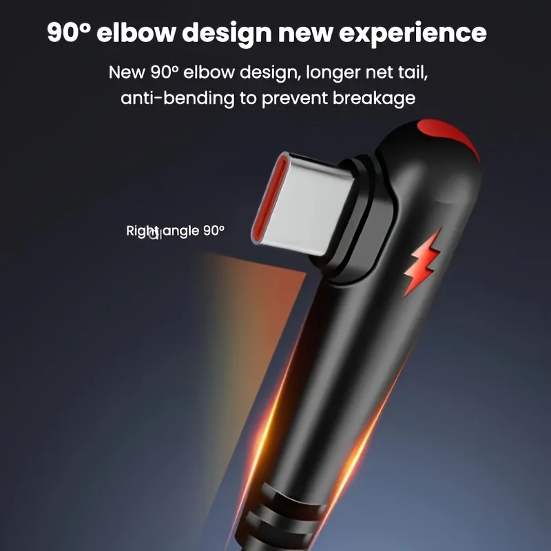 NNBILI 120W Fast Charging USB to Type-C Cable, Nylon Braided, 90 ° Bend Design, Suitable for High Speed Charging of Huawei oppo