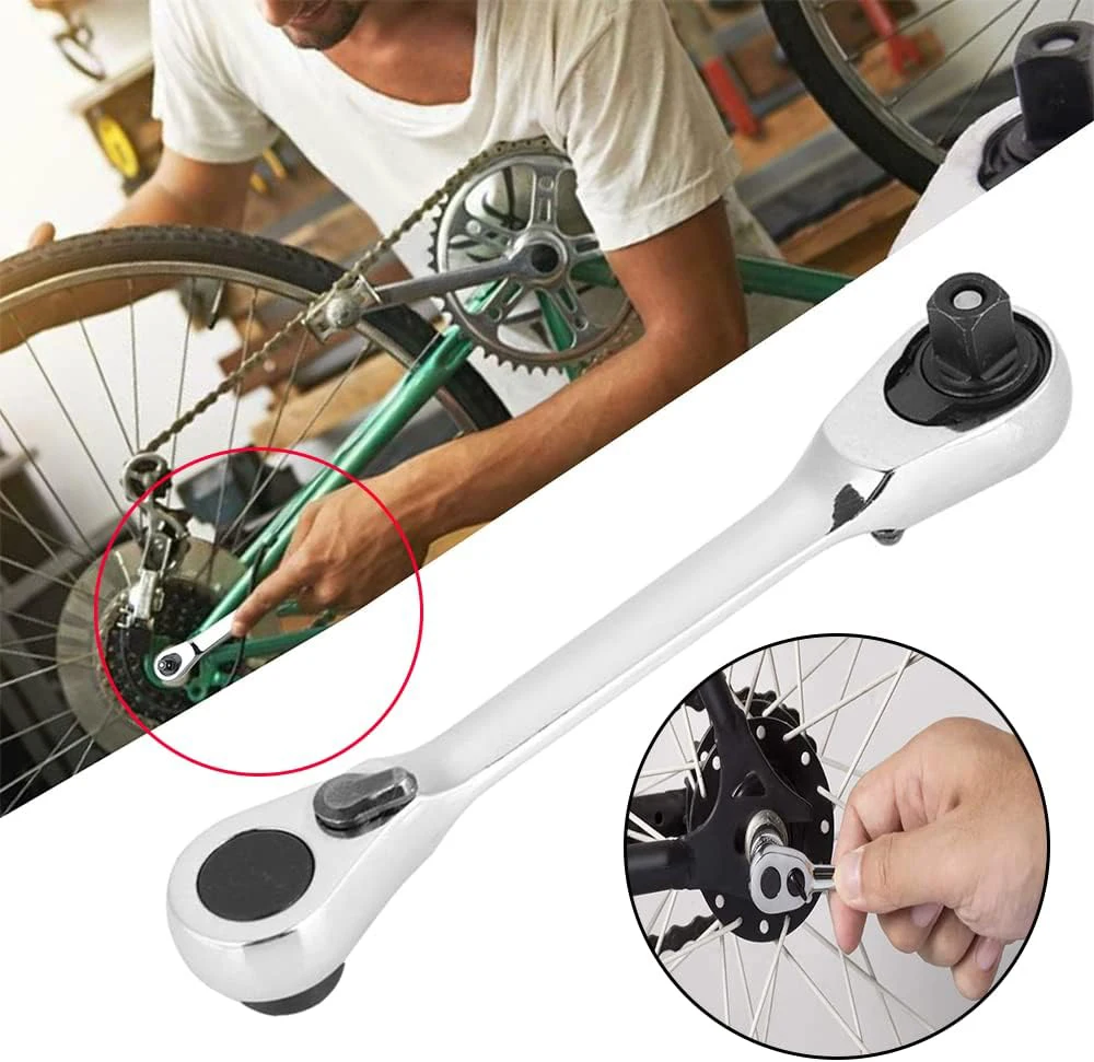 ใหม่ MINI RATCHET ประแจ Double Ended Quick SOCKET ประแจวงล้อไขควง HEX ประแจแรงบิดมือซ่อมเครื่องมือ