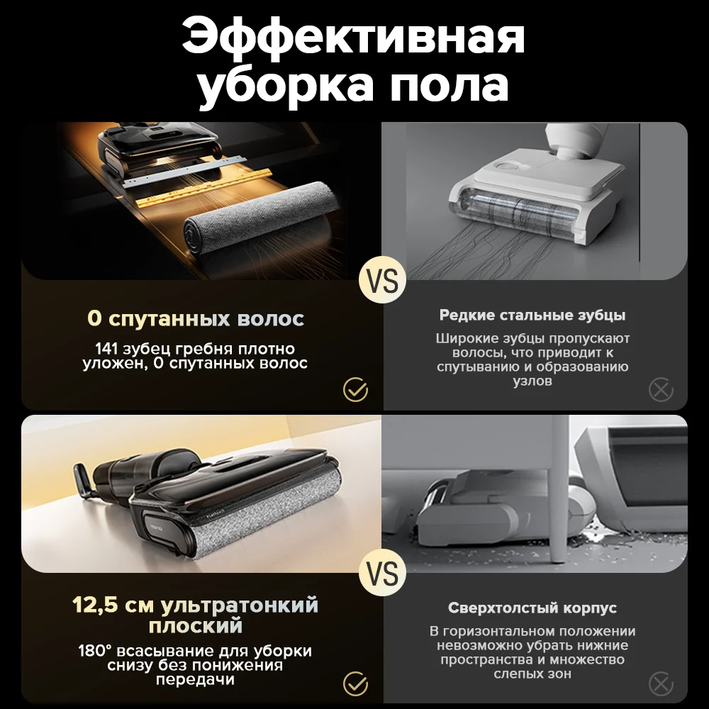 Пылесос-мойка Roborock F25 Combo, 20000 Па, самоочистка при высокой температуре, сушка горячим воздухом 90 ℃, конструкция, предотвращающая запутывание