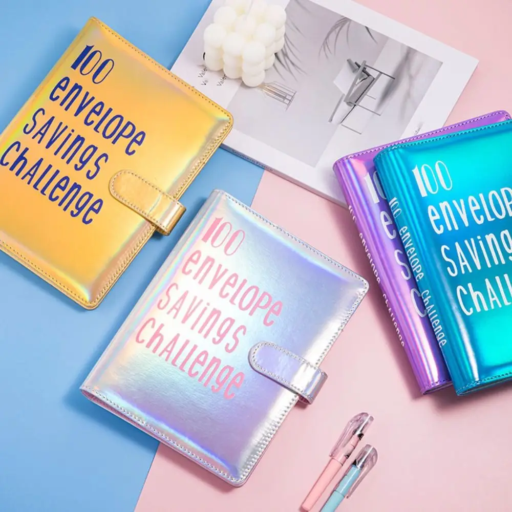 Carpeta de presupuesto de desafío tamaño A5, sobre de 100 días, 100 sobres, cuaderno de desafío, planificador de presupuesto, cuero PU