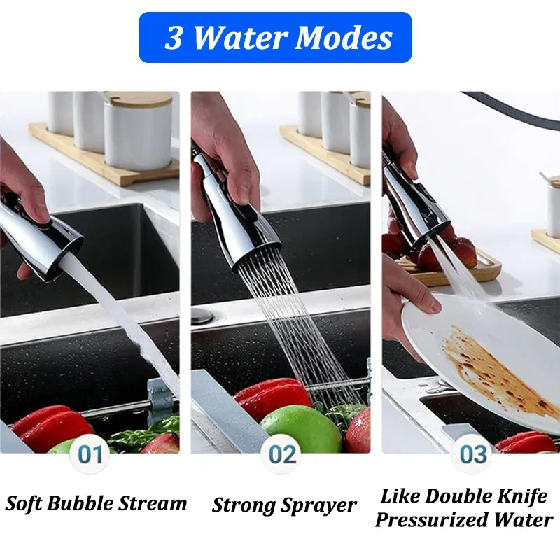 Universal 360° °   Rotation Küche Wasserhahn Extender 3 In 1 ABS Langlebig Wasser Sparen Dusche Spray Kopf Badezimmer Becken Wasserhahn Ersatz