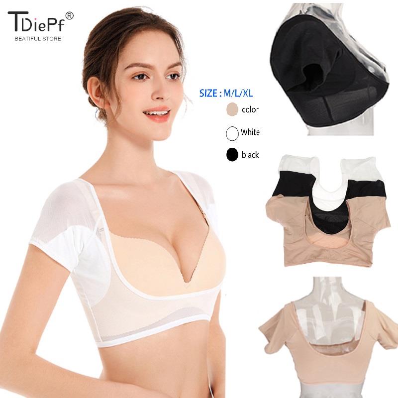 Almohadillas para el sudor en forma de camiseta para mujer, desodorante para el cuidado de las axilas, absorbente, lavable, ropa de vestir