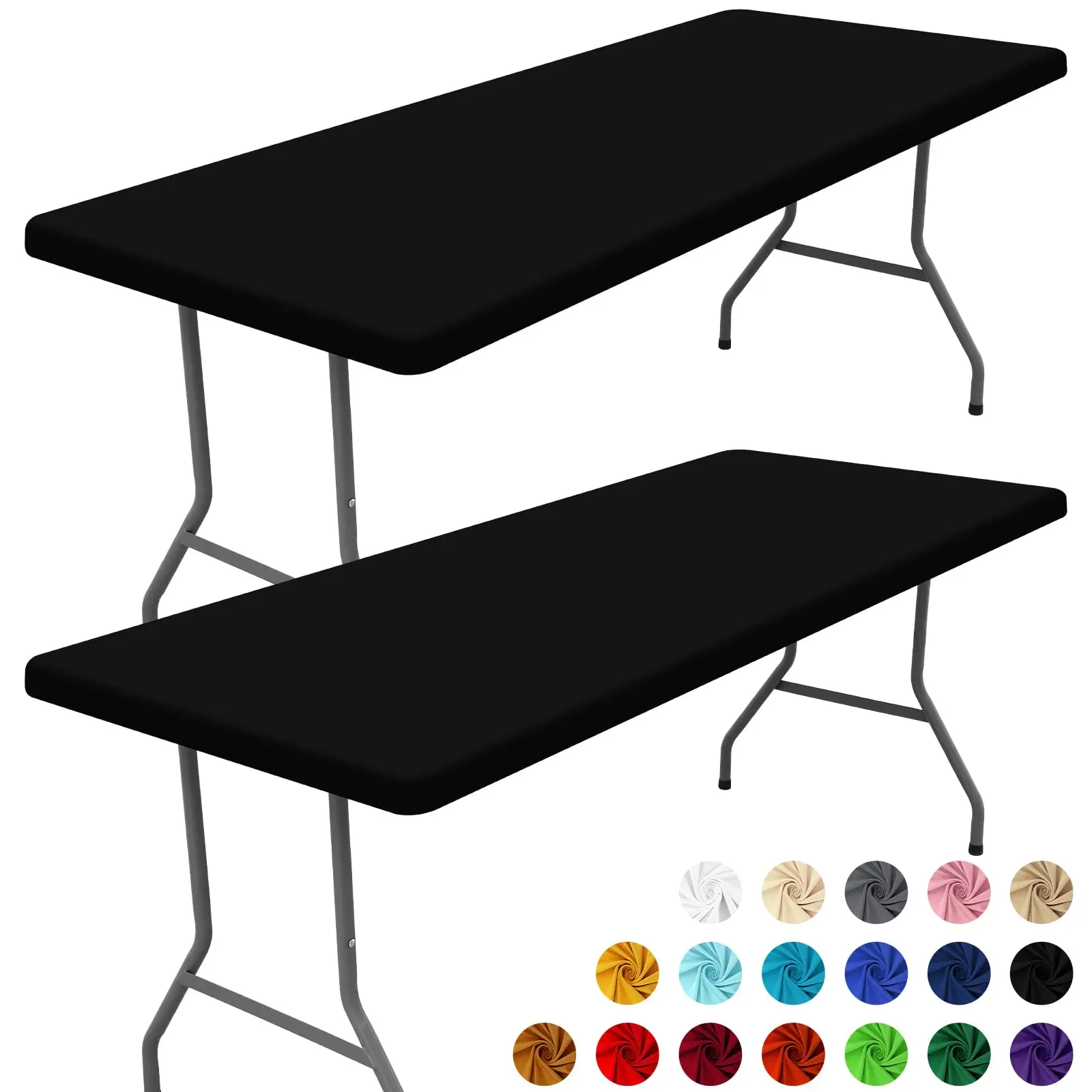 Mantel rectangular, mantel de tela elástico ajustado para mesas plegables de 6 pies, cubierta de mesa lavable para picnic, camping