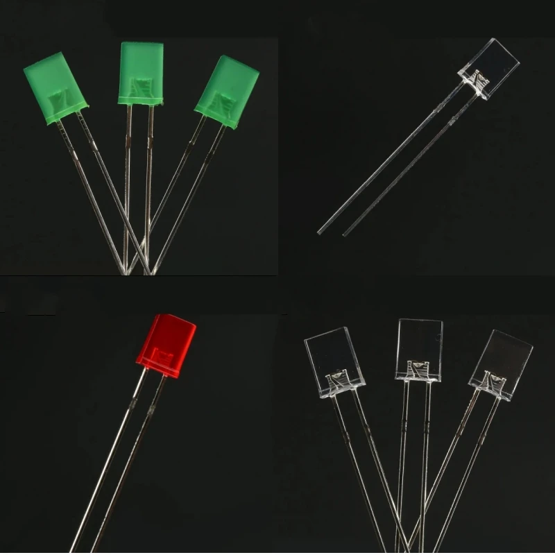 100 pz 2x5x7 Lampada a diodi emettitori LED rettangolari Bianco Rosso Verde Blu Giallo Arancione Colore diffuso Quadrato Indicatore fai da te