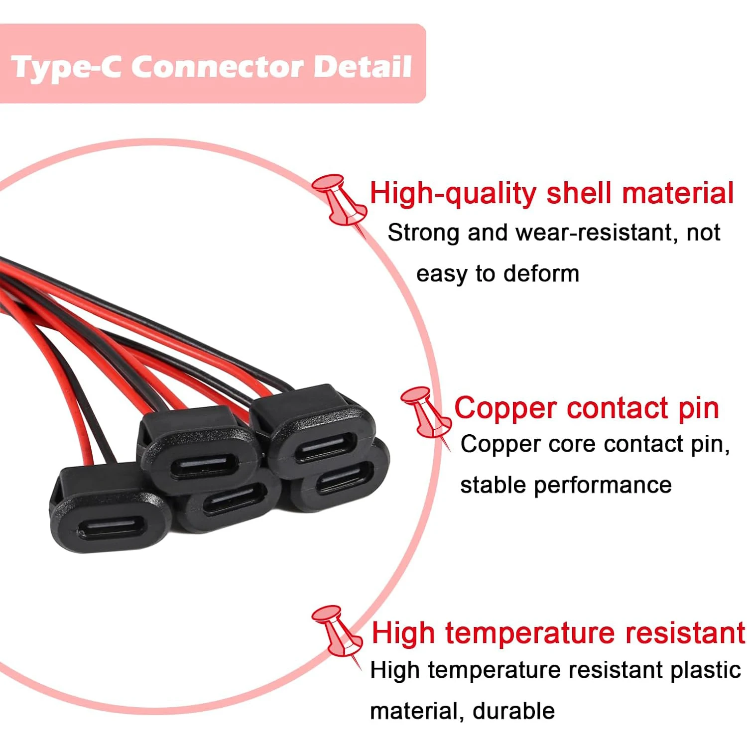 20PCS Type-C Female Chassis 2 Pin Type-C Female Socket Connector Waterproof Jack Female Charging Port with Card Buckle 3A USB-C