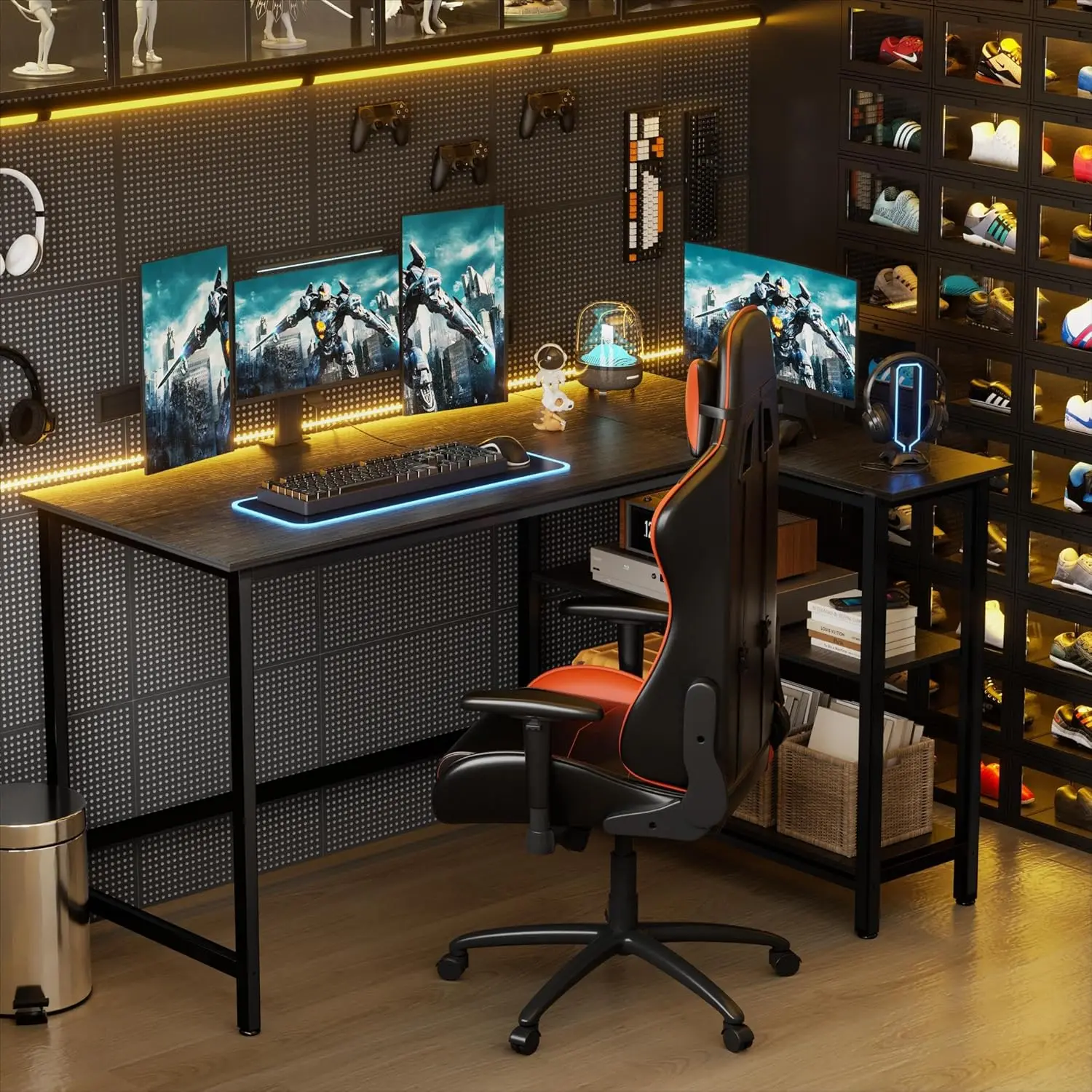 L Shaped Desk - 39" Home Office Computer Desk with Shelf, Gaming Desk Corner Table for Work, Writing and Study, Space-Saving