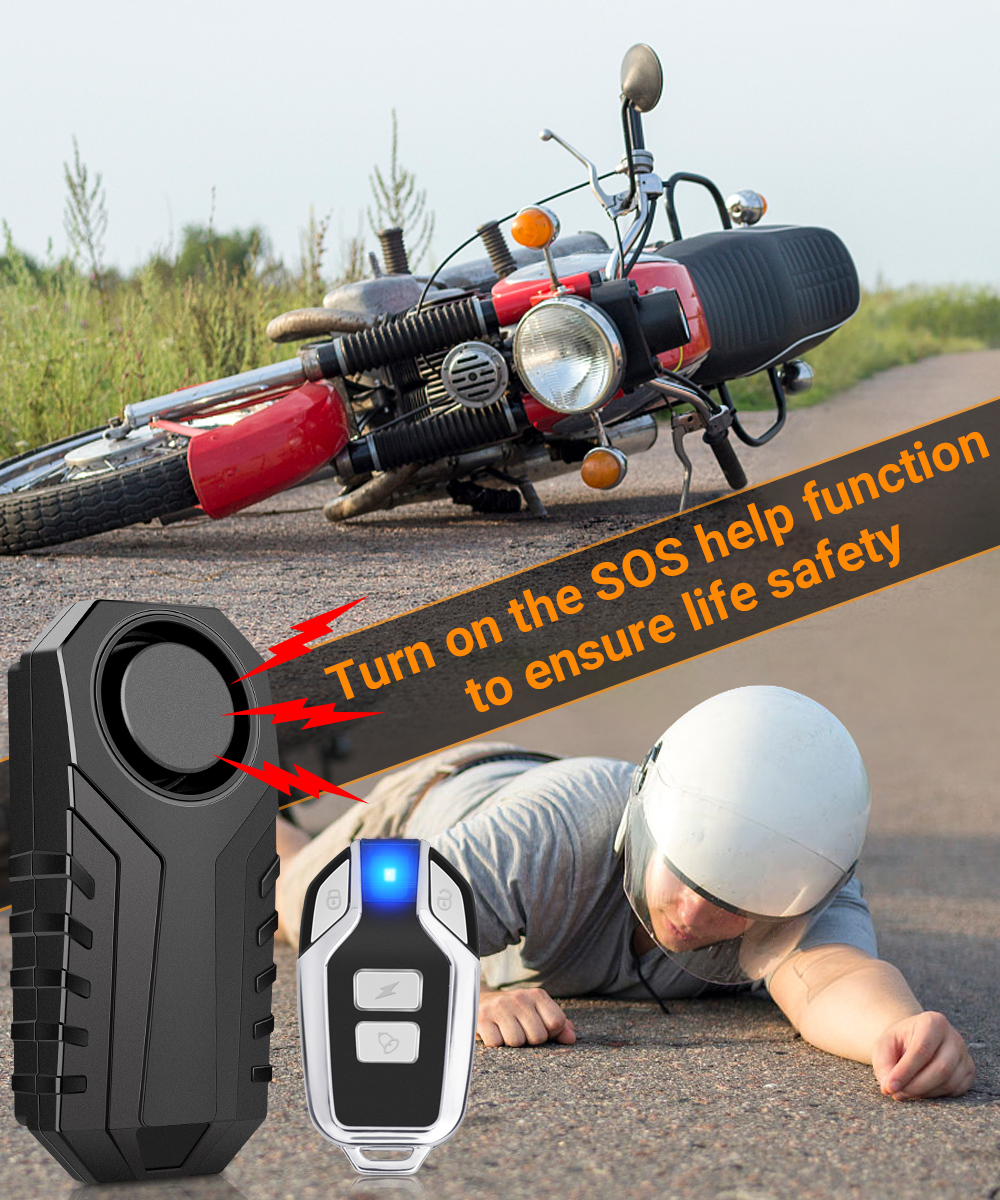 Extractme Wireless Motorcycle Vibration Alarm IP55 Waterproof Bicycle Alarm Remote Control Anti-theft Bike Detector Alarm System