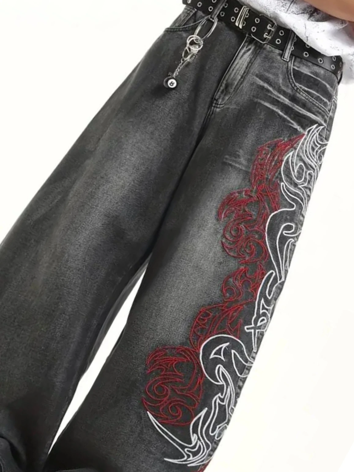 Y2K High Street Dark Fashion Gothic Unisex Jeans American Harajuku Baggy Straight Pants Hip Hop Rock Trend Wide Pants